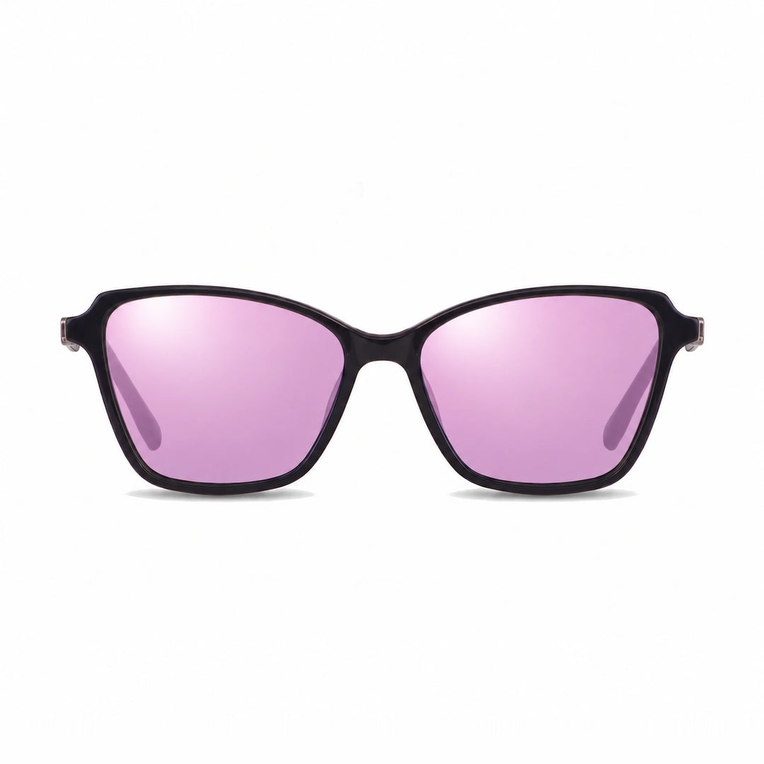 Lentes de sol Fiore 1006 Negro cristal Espejado Rosado polarizado vista frontal mujer #color_espejado-rosado #foto_frontal
