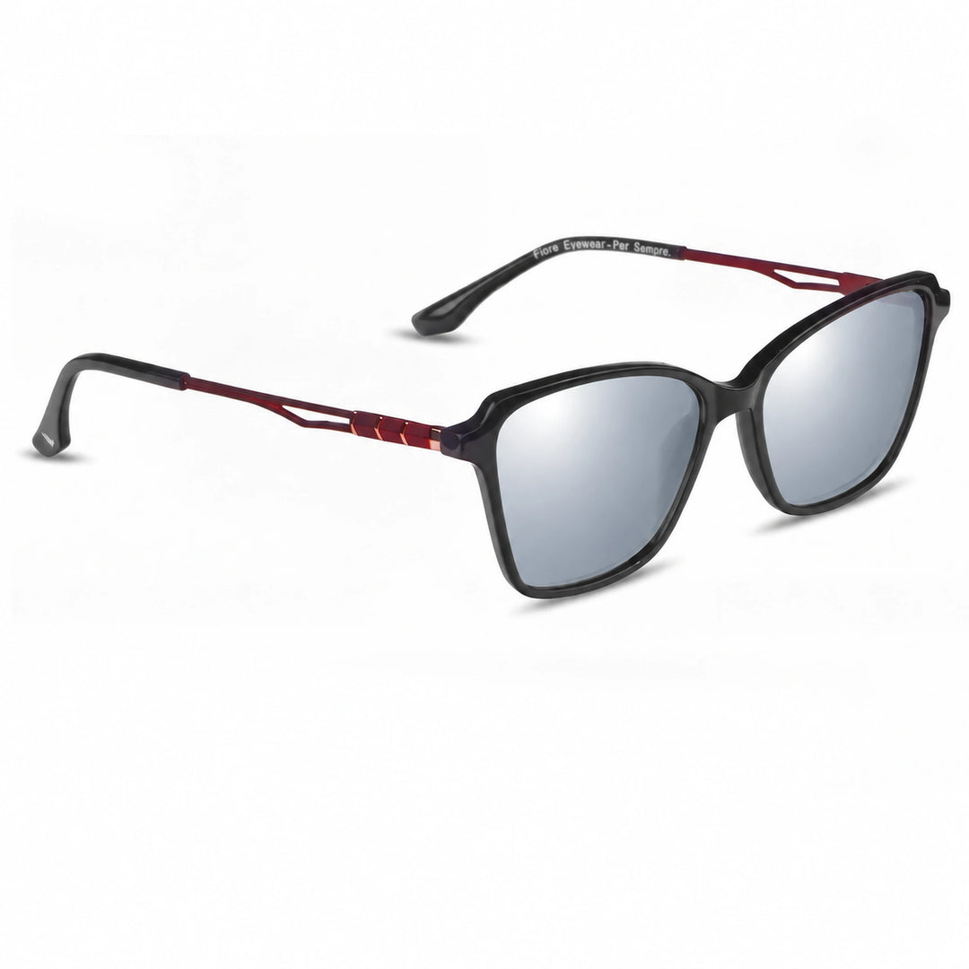 Lentes de sol Fiore 1006 Negro cristal Espejado Silver polarizado vista tres cuartos mujer #color_espejado-silver