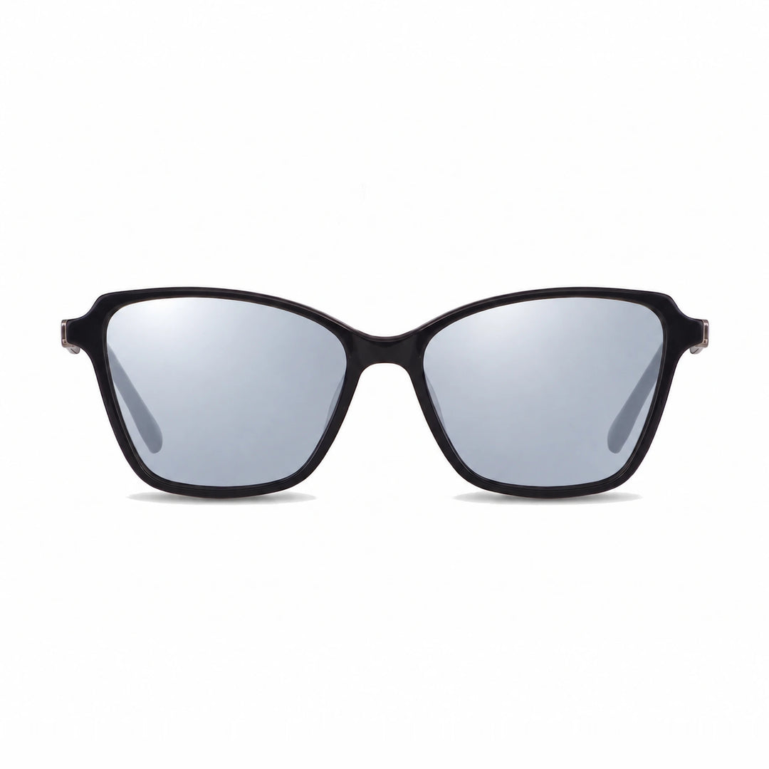 Lentes de sol Fiore 1006 Negro cristal Espejado Silver polarizado vista frontal mujer #color_espejado-silver #foto_frontal
