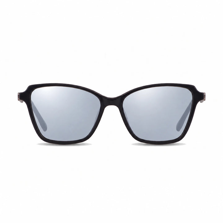Lentes de sol Fiore 1006 Negro cristal Espejado Silver polarizado vista frontal mujer #color_espejado-silver #foto_frontal