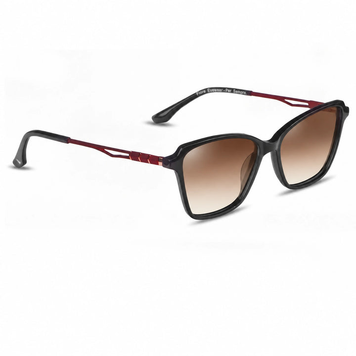 Lentes de sol Fiore 1006 Negro cristal Gradiente Cafe polarizado vista tres cuartos mujer #color_gradiente-cafe