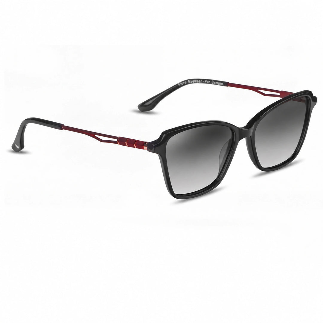 Lentes de sol Fiore 1006 Negro cristal Gradiente Gris polarizado vista tres cuartos mujer #color_gradiente-gris