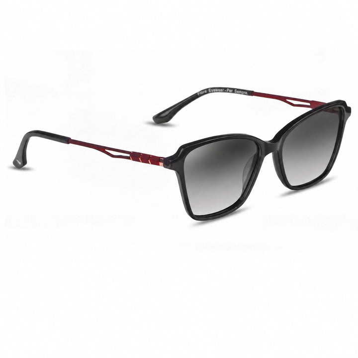 Lentes de sol Fiore 1006 Negro cristal Gradiente Gris polarizado vista tres cuartos mujer #color_gradiente-gris