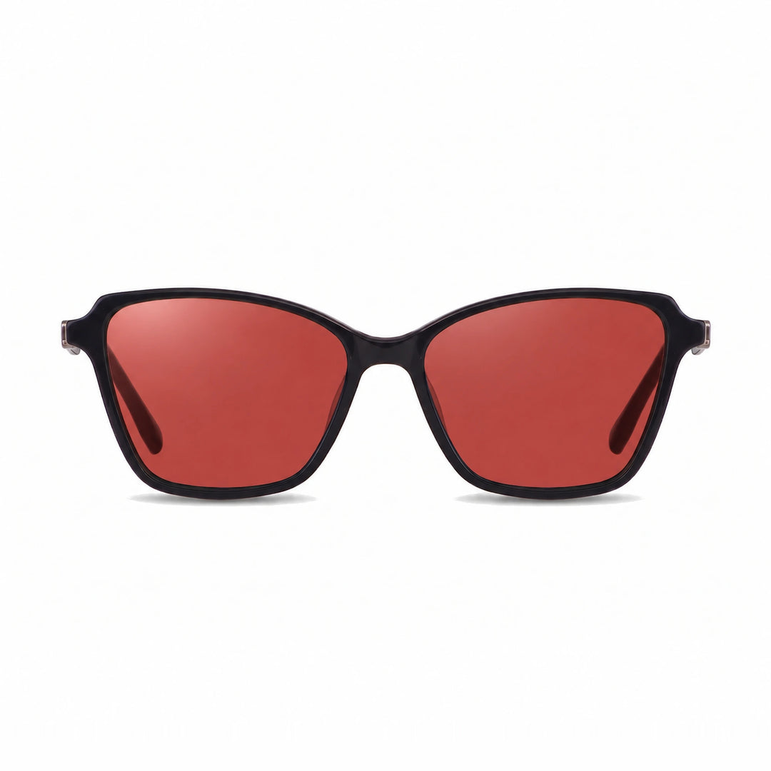 Lentes de sol Fiore 1006 Negro cristal Rojo polarizado vista frontal mujer #color_rojo #foto_frontal