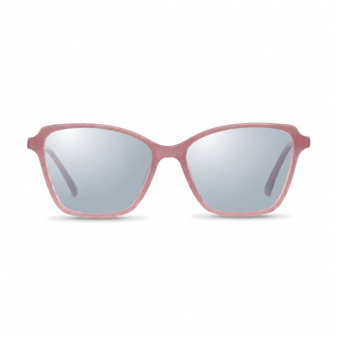 Lentes de sol Fiore 1006 Rosado con cristal espejado silver polarizado UV400, vista frontal para mujer #color_espejado-silver #foto_frontal