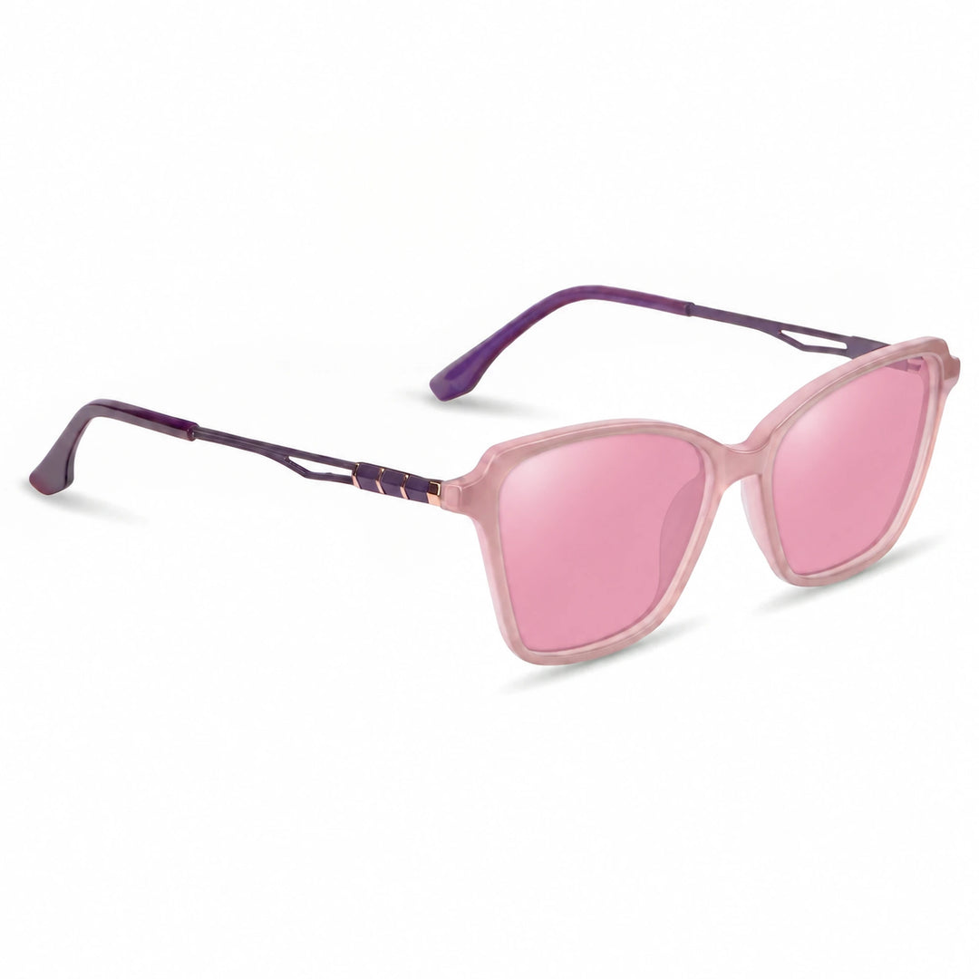 Lentes de sol Fiore 1006 Rosado con cristal rosado polarizado UV400, vista en tres cuartos para mujer #color_rosado