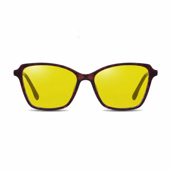 Lentes de sol Fiore 1006 Morado cristal Amarillo polarizado vista frontal mujer #color_amarillo #foto_frontal