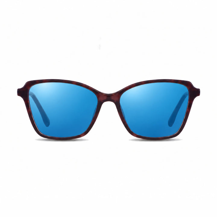 Lentes de sol Fiore 1006 Morado cristal Espejado Azul polarizado vista frontal mujer #color_espejado-azul #foto_frontal