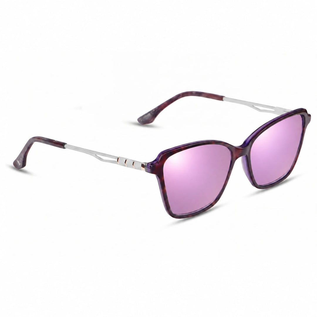 Lentes de sol Fiore 1006 Morado cristal Espejado Rosado polarizado vista tres cuartos mujer #color_espejado-rosado