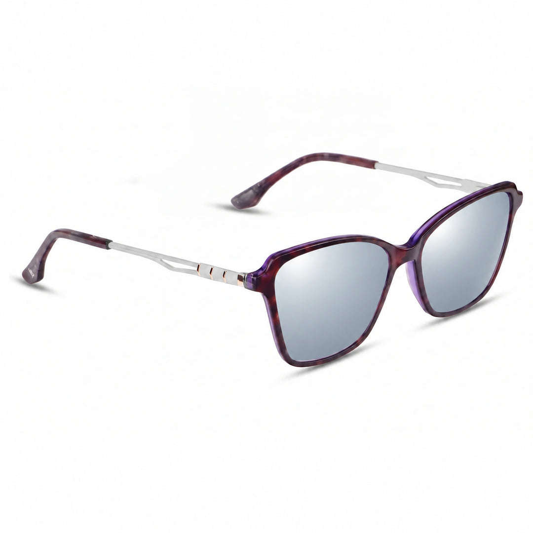 Lentes de sol Fiore 1006 Morado cristal Espejado Silver polarizado vista tres cuartos mujer #color_espejado-silver
