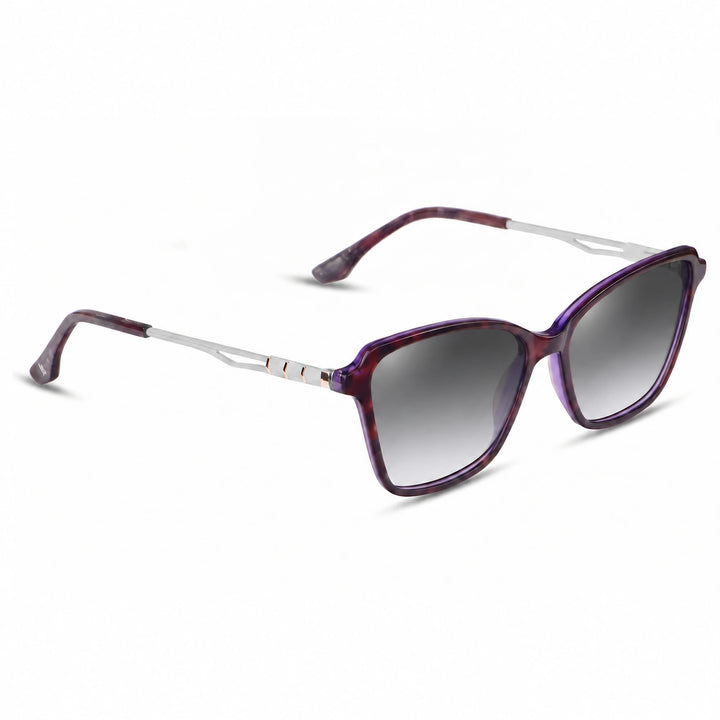 Lentes de sol Fiore 1006 Morado cristal Gradiente Gris polarizado vista tres cuartos mujer #color_gradiente-gris