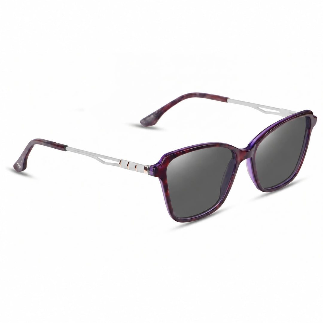 Lentes de sol Fiore 1006 Morado cristal Negro polarizado vista tres cuartos mujer #color_negro
