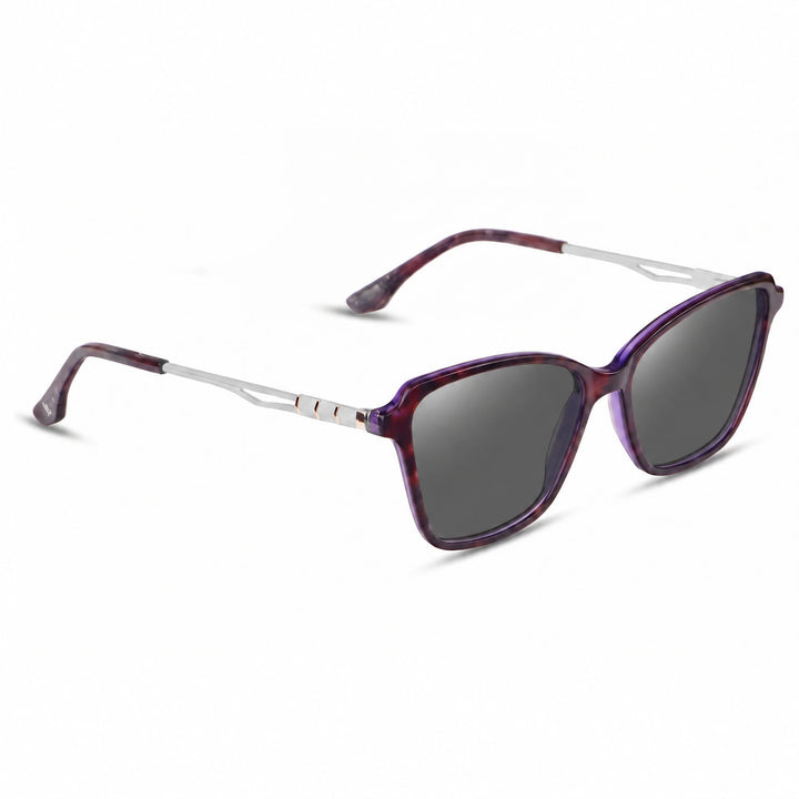 Lentes de sol Fiore 1006 Morado cristal Negro polarizado vista tres cuartos mujer #color_negro