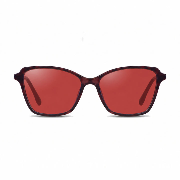 Lentes de sol Fiore 1006 Morado cristal Rojo polarizado vista frontal mujer #color_rojo #foto_frontal