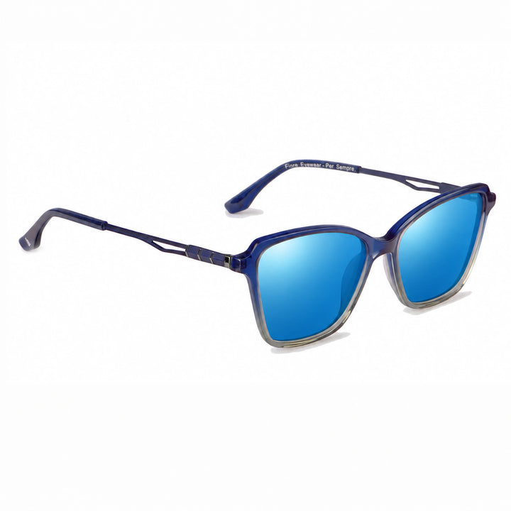 Lentes de sol Fiore 1006 Azul cristal Espejado Azul polarizado vista tres cuartos mujer #color_espejado-azul