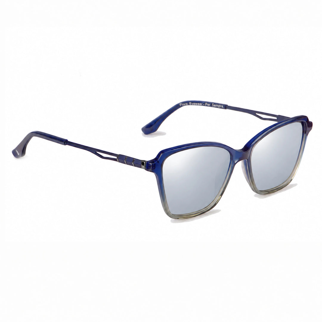 Lentes de sol Fiore 1006 Azul cristal Espejado Silver polarizado vista tres cuartos mujer #color_espejado-silver