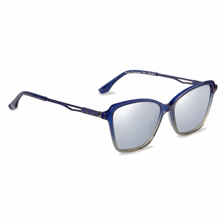 Lentes de sol Fiore 1006 Azul cristal Espejado Silver polarizado vista tres cuartos mujer #color_espejado-silver
