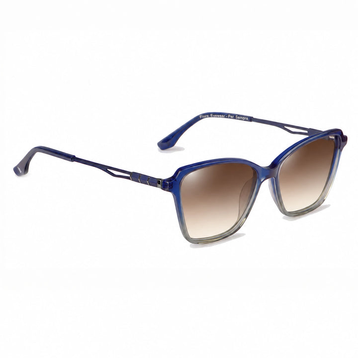 Lentes de sol Fiore 1006 Azul cristal Gradiente Cafe polarizado vista tres cuartos mujer #color_gradiente-cafe