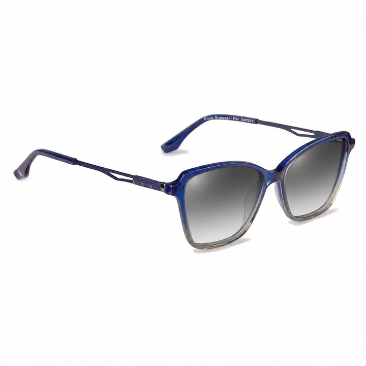 Lentes de sol Fiore 1006 Azul cristal Gradiente Gris polarizado vista tres cuartos mujer #color_gradiente-gris