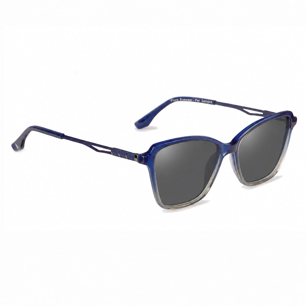 Lentes de sol Fiore 1006 Azul cristal Negro polarizado vista tres cuartos mujer #color_negro