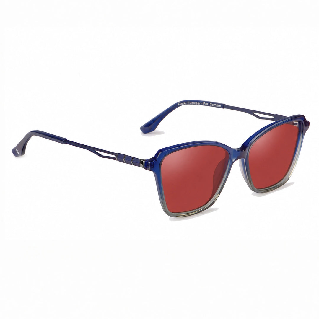 Lentes de sol Fiore 1006 Azul cristal Rojo polarizado vista tres cuartos mujer #color_rojo