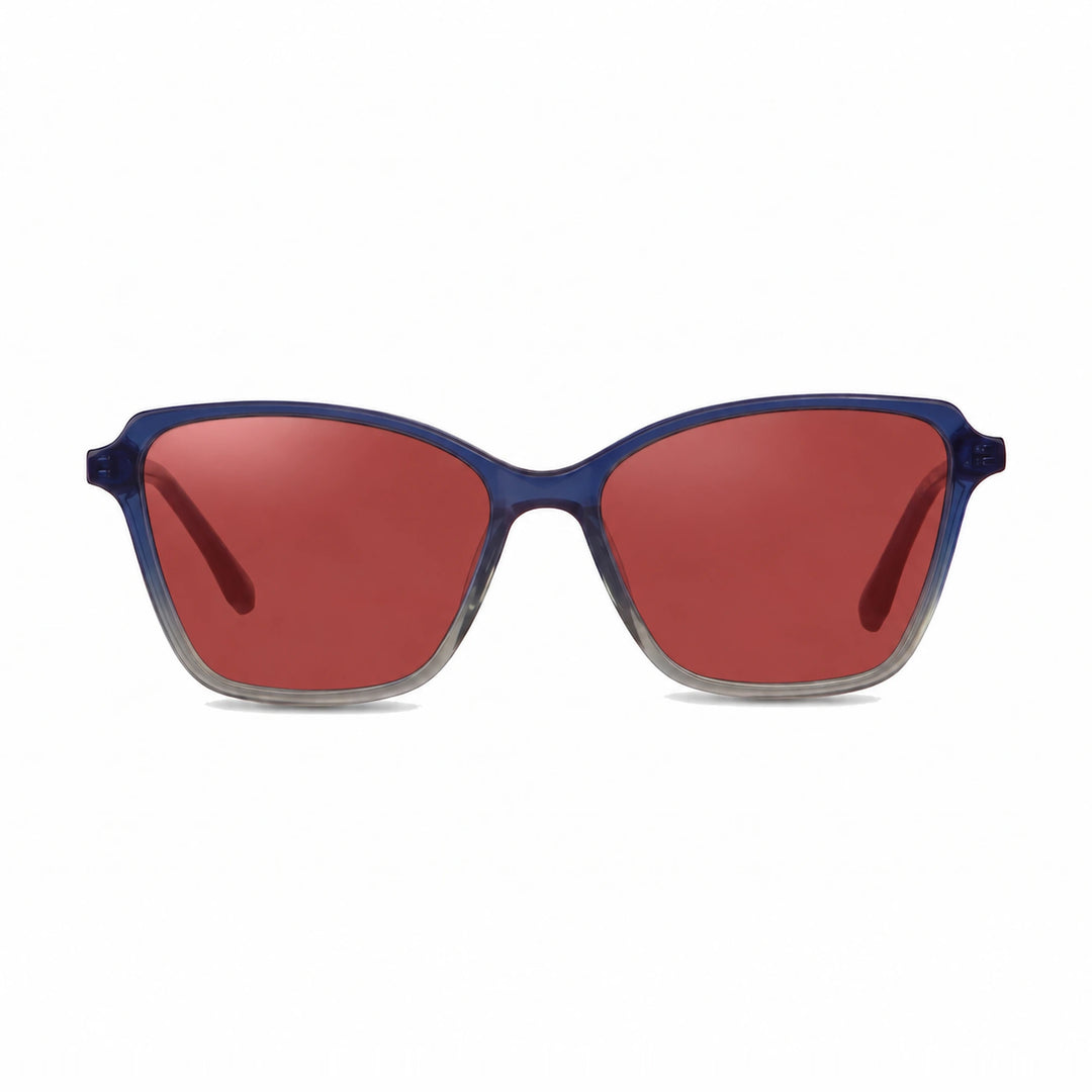 Lentes de sol Fiore 1006 Azul cristal Rojo polarizado vista frontal mujer #color_rojo #foto_frontal
