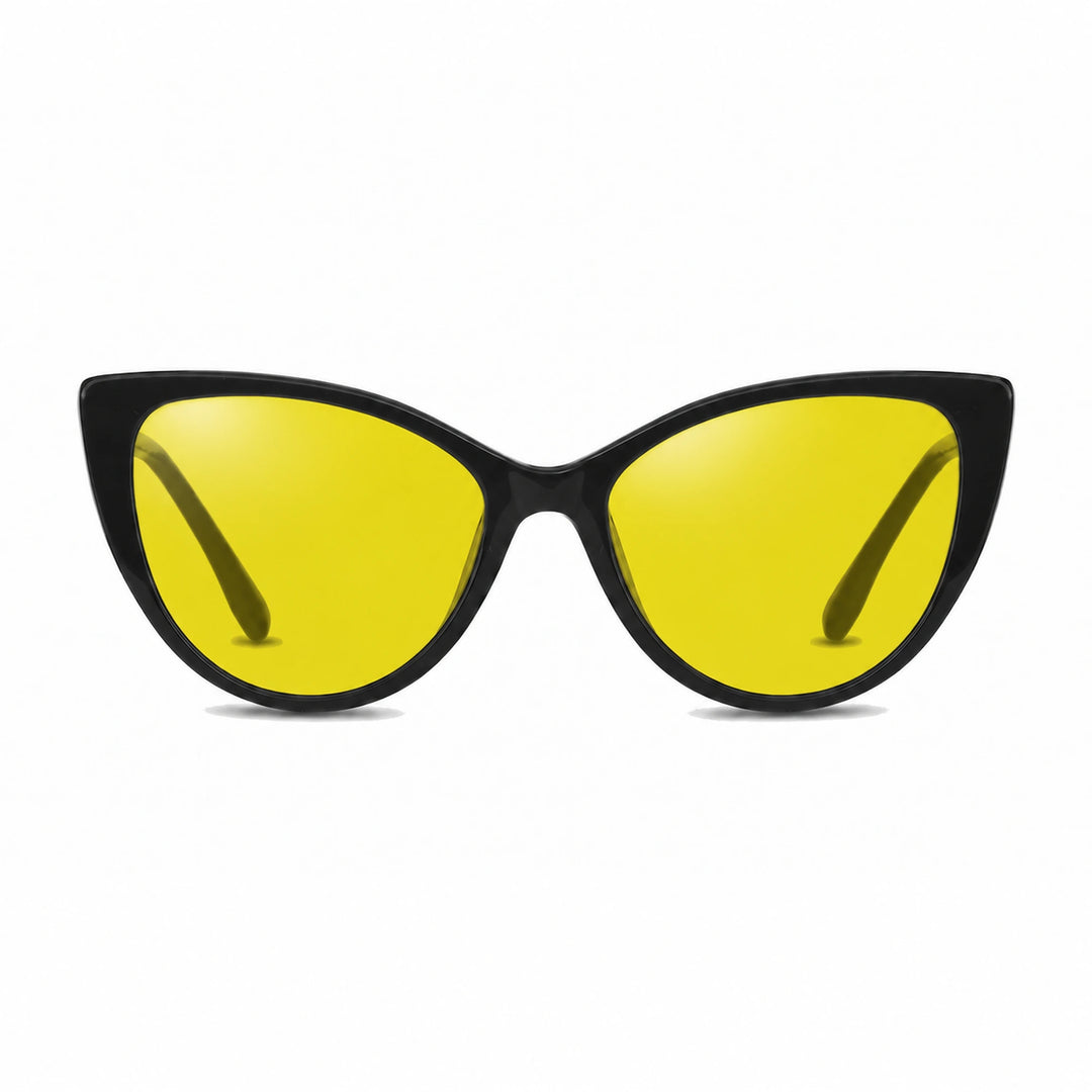 Lentes de sol Fiore 1010 Negro cristal Amarillo polarizado vista frontal mujer #color_amarillo #foto_frontal