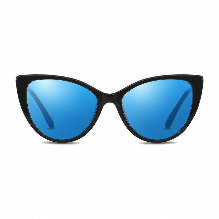 Lentes de sol Fiore 1010 Negro cristal Espejado Azul polarizado vista frontal mujer #color_espejado-azul #foto_frontal
