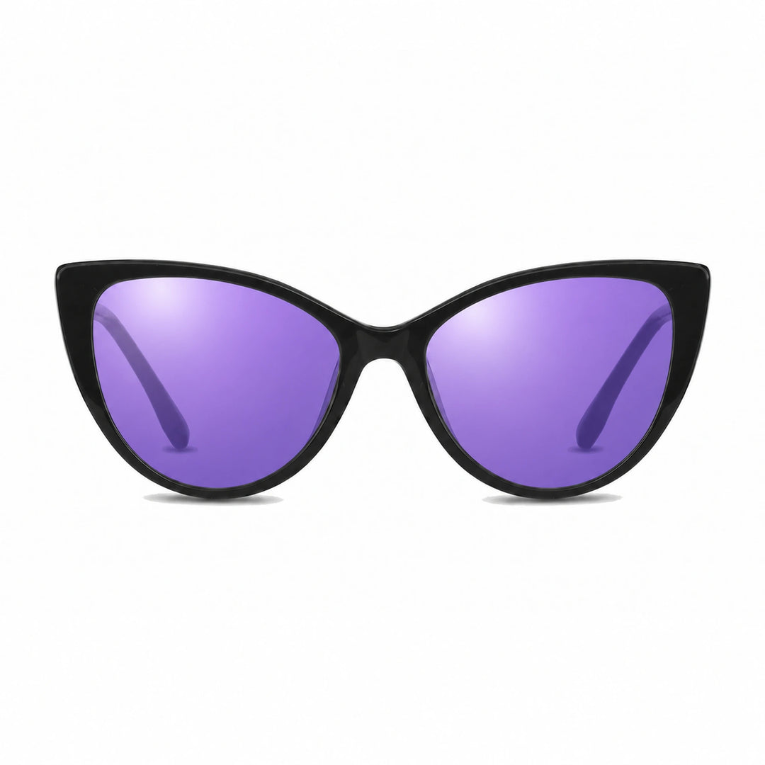 Lentes de sol Fiore 1010 Negro cristal Espejado Morado polarizado vista frontal mujer #color_espejado-morado #foto_frontal