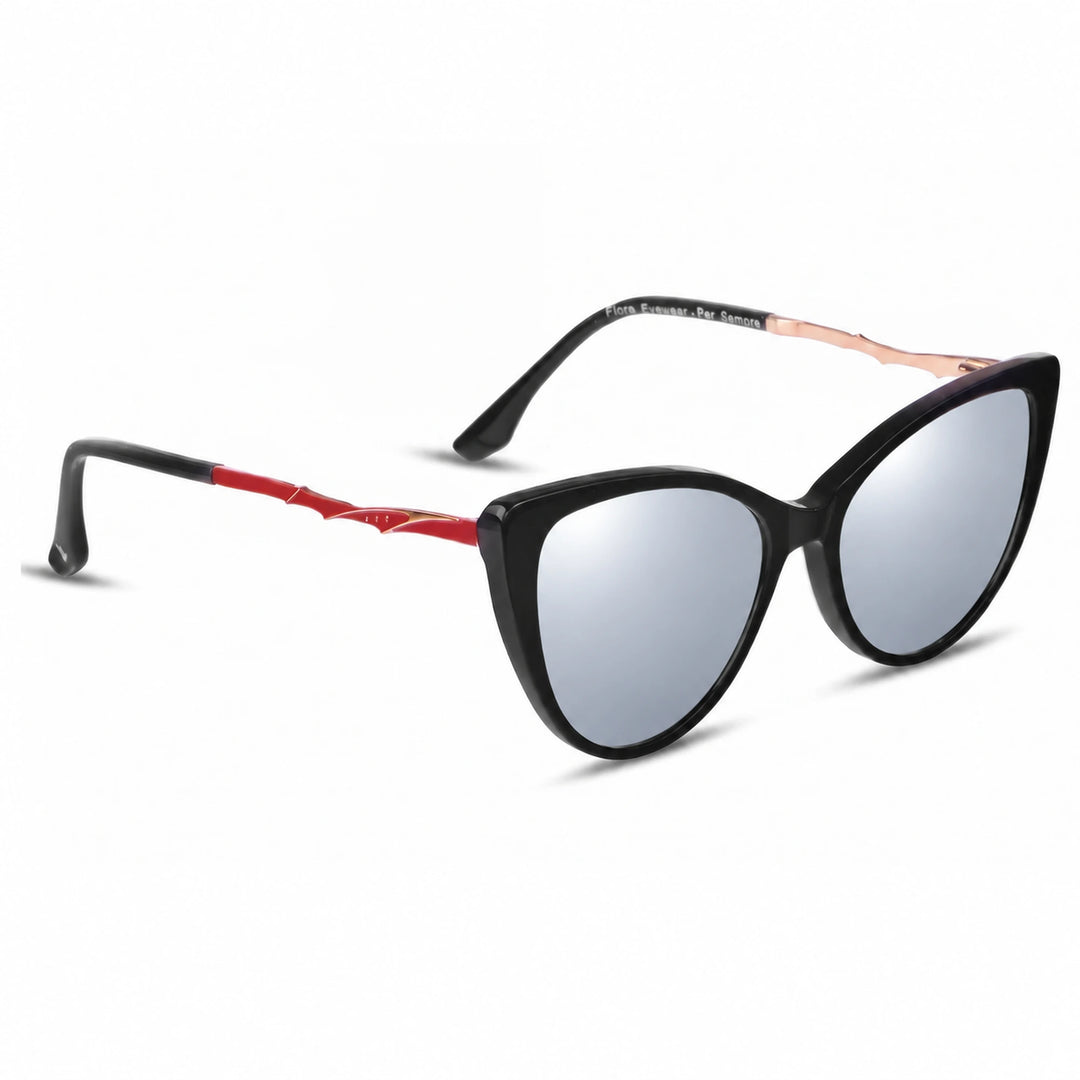 Lentes de sol Fiore 1010 Negro cristal Espejado Silver polarizado vista tres cuartos mujer #color_espejado-silver
