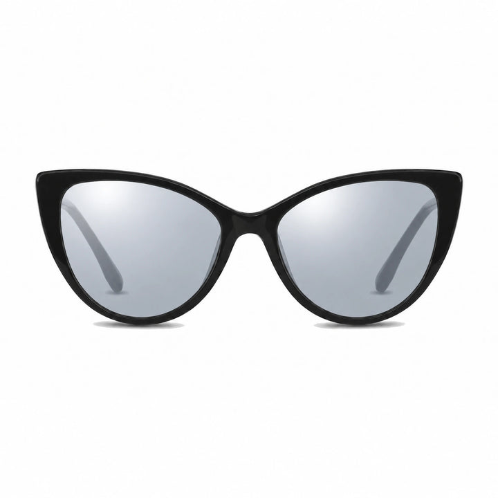 Lentes de sol Fiore 1010 Negro cristal Espejado Silver polarizado vista frontal mujer #color_espejado-silver #foto_frontal