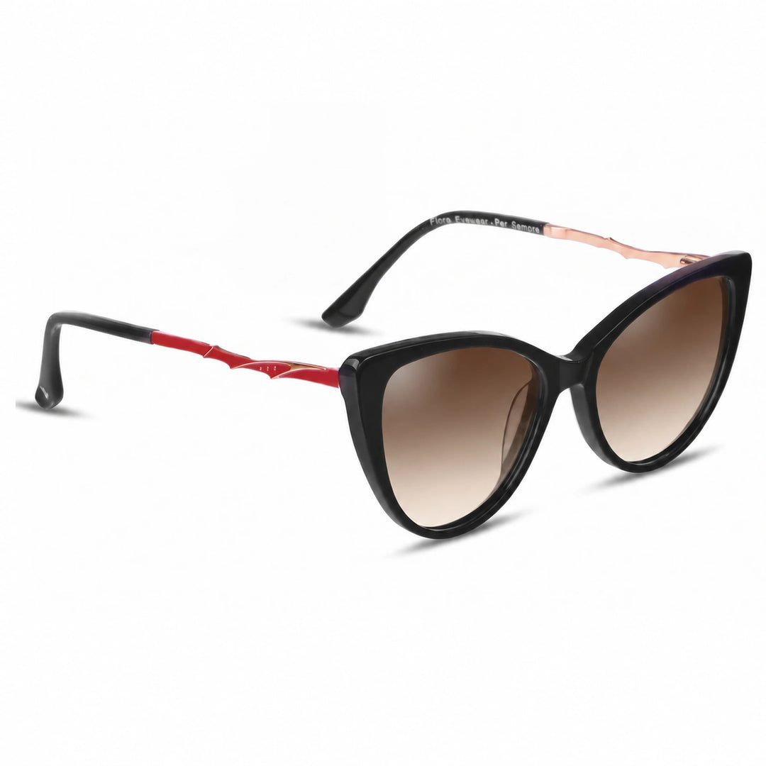 Lentes de sol Fiore 1010 Negro cristal Gradiente Cafe polarizado vista tres cuartos mujer #color_gradiente-cafe
