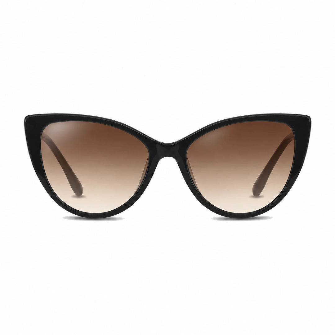 Lentes de sol Fiore 1010 Negro cristal Gradiente Cafe polarizado vista frontal mujer #color_gradiente-cafe #foto_frontal