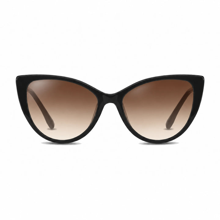 Lentes de sol Fiore 1010 Negro cristal Gradiente Cafe polarizado vista frontal mujer #color_gradiente-cafe #foto_frontal