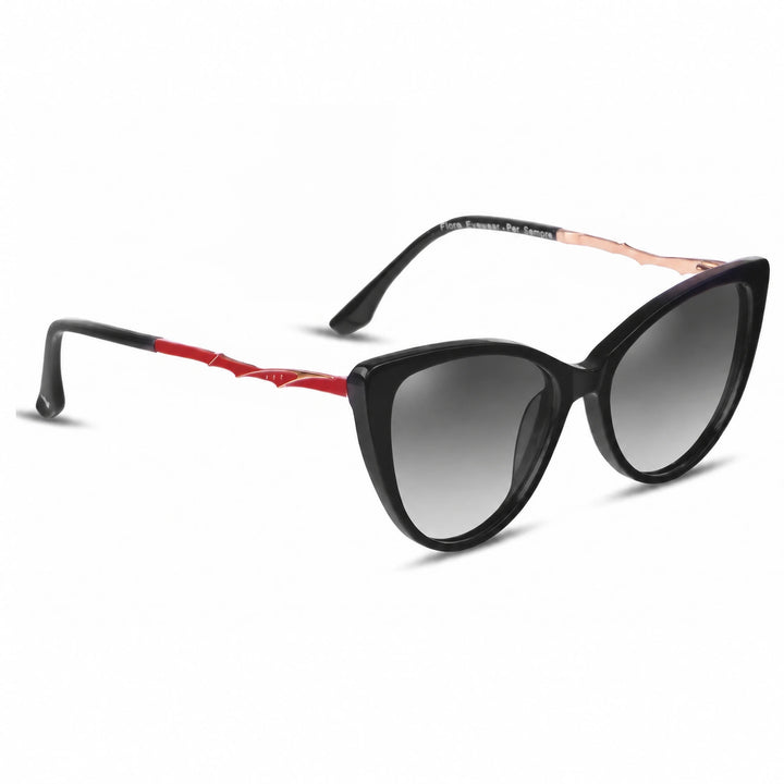 Lentes de sol Fiore 1010 Negro cristal Gradiente Gris polarizado vista tres cuartos mujer #color_gradiente-gris
