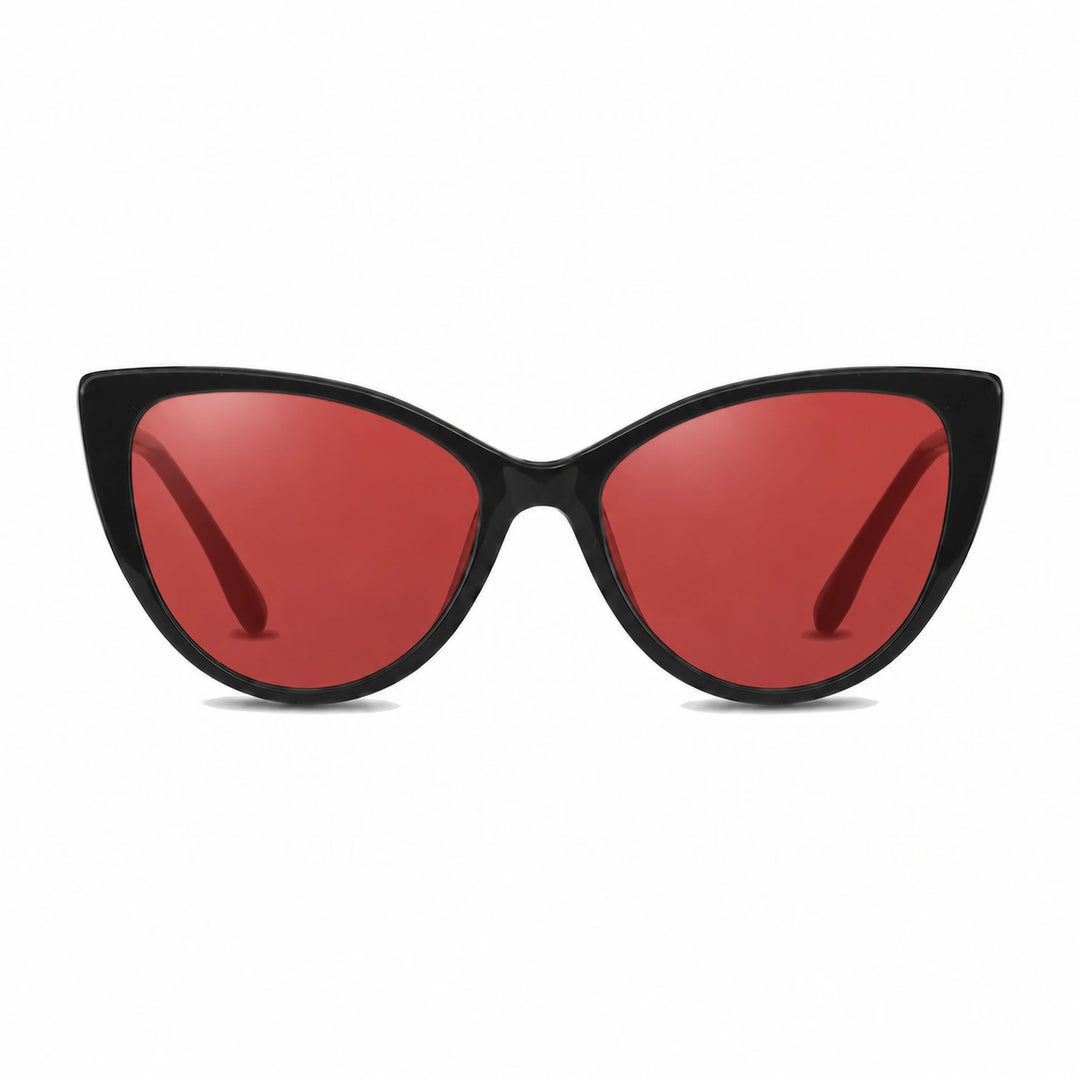 Lentes de sol Fiore 1010 Negro cristal Rojo polarizado vista frontal mujer #color_rojo #foto_frontal