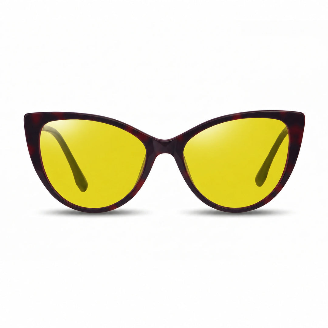 Lentes de sol Fiore 1010 Rojo cristal Amarillo polarizado vista frontal mujer #color_amarillo #foto_frontal