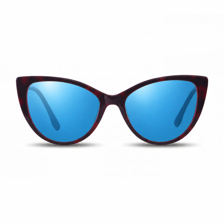 Lentes de sol Fiore 1010 Rojo cristal Espejado Azul polarizado vista frontal mujer #color_espejado-azul #foto_frontal
