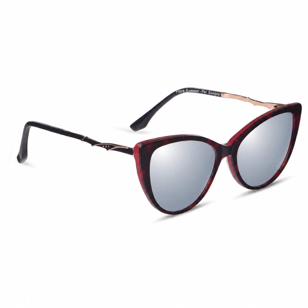 Lentes de sol Fiore 1010 Rojo cristal Espejado Silver polarizado vista tres cuartos mujer #color_espejado-silver
