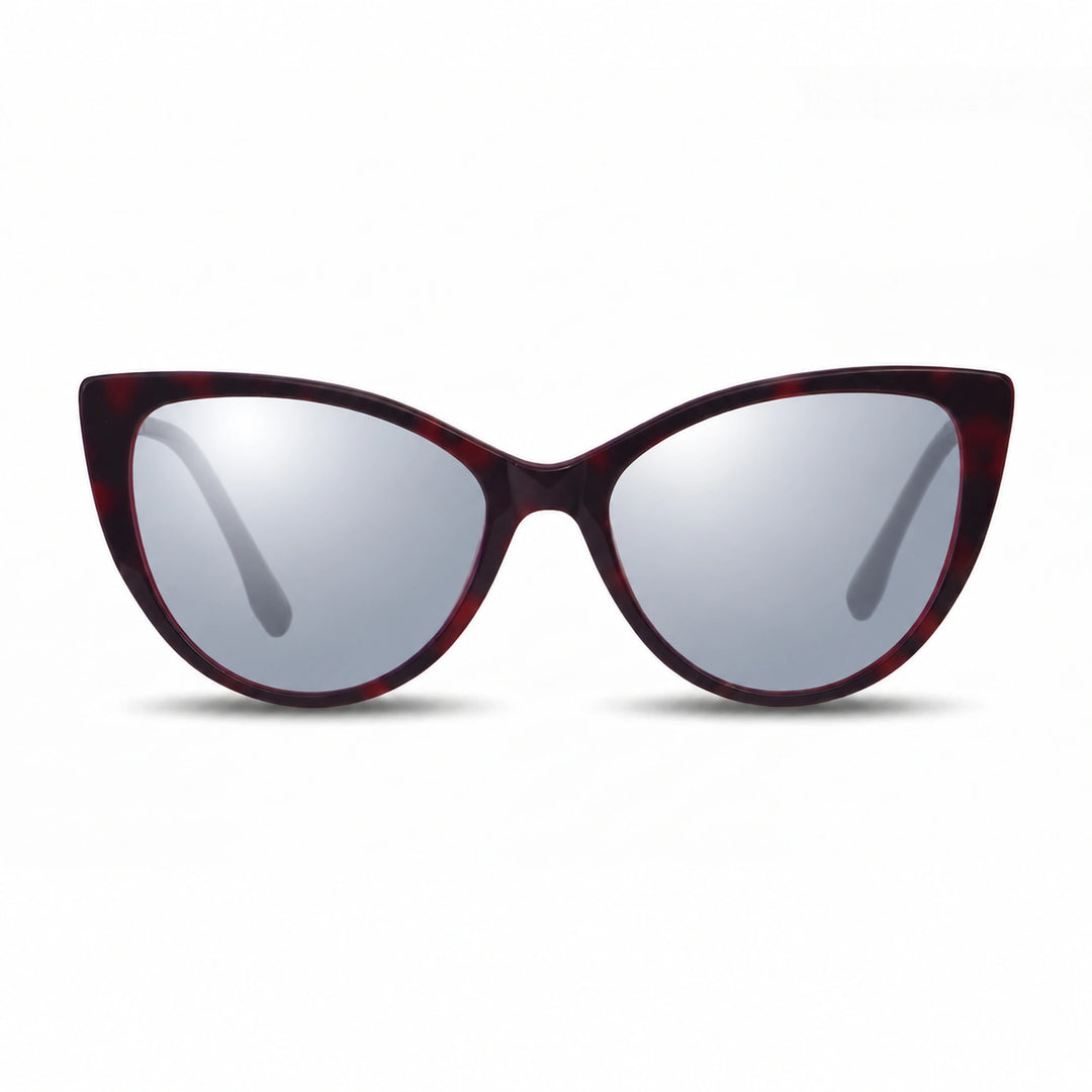 Lentes de sol Fiore 1010 Rojo cristal Espejado Silver polarizado vista frontal mujer #color_espejado-silver #foto_frontal