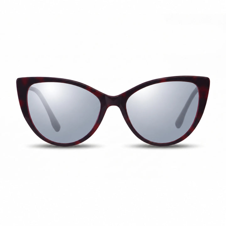 Lentes de sol Fiore 1010 Rojo cristal Espejado Silver polarizado vista frontal mujer #color_espejado-silver #foto_frontal