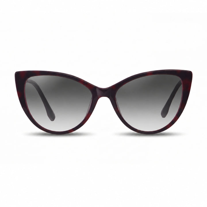 Lentes de sol Fiore 1010 Rojo cristal Gradiente Gris polarizado vista frontal mujer #color_gradiente-gris #foto_frontal