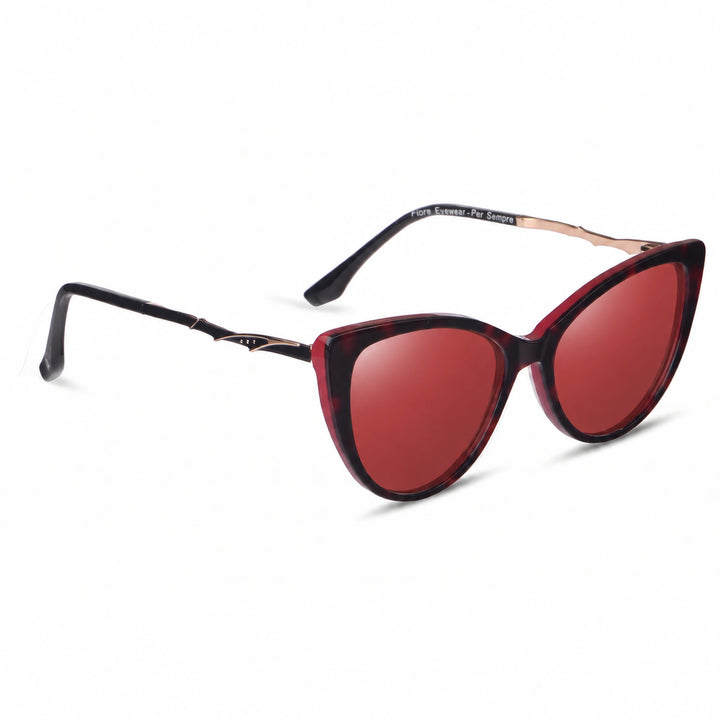 Lentes de sol Fiore 1010 Rojo cristal Rojo polarizado vista tres cuartos mujer #color_rojo