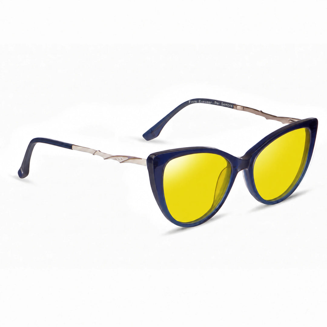 Lentes de sol Fiore 1010 Azul cristal Amarillo polarizado vista tres cuartos mujer #color_amarillo