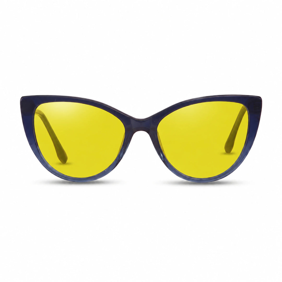 Lentes de sol Fiore 1010 Azul cristal Amarillo polarizado vista frontal mujer #color_amarillo #foto_frontal