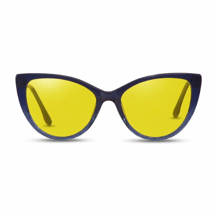 Lentes de sol Fiore 1010 Azul cristal Amarillo polarizado vista frontal mujer #color_amarillo #foto_frontal
