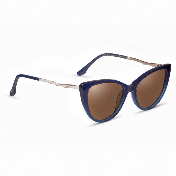 Lentes de sol Fiore 1010 Azul cristal Cafe polarizado vista tres cuartos mujer #color_cafe