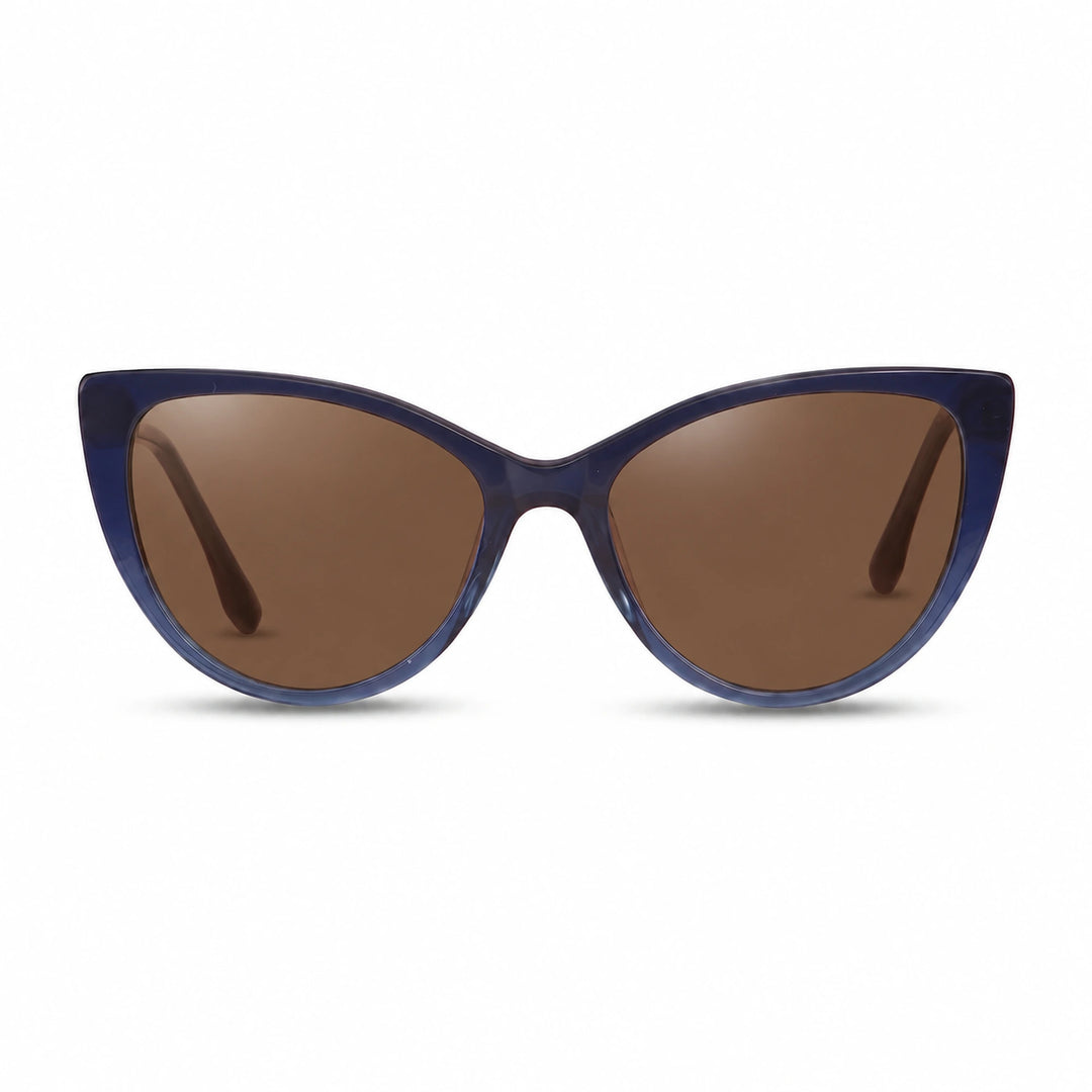 Lentes de sol Fiore 1010 Azul cristal Cafe polarizado vista frontal mujer #color_cafe #foto_frontal