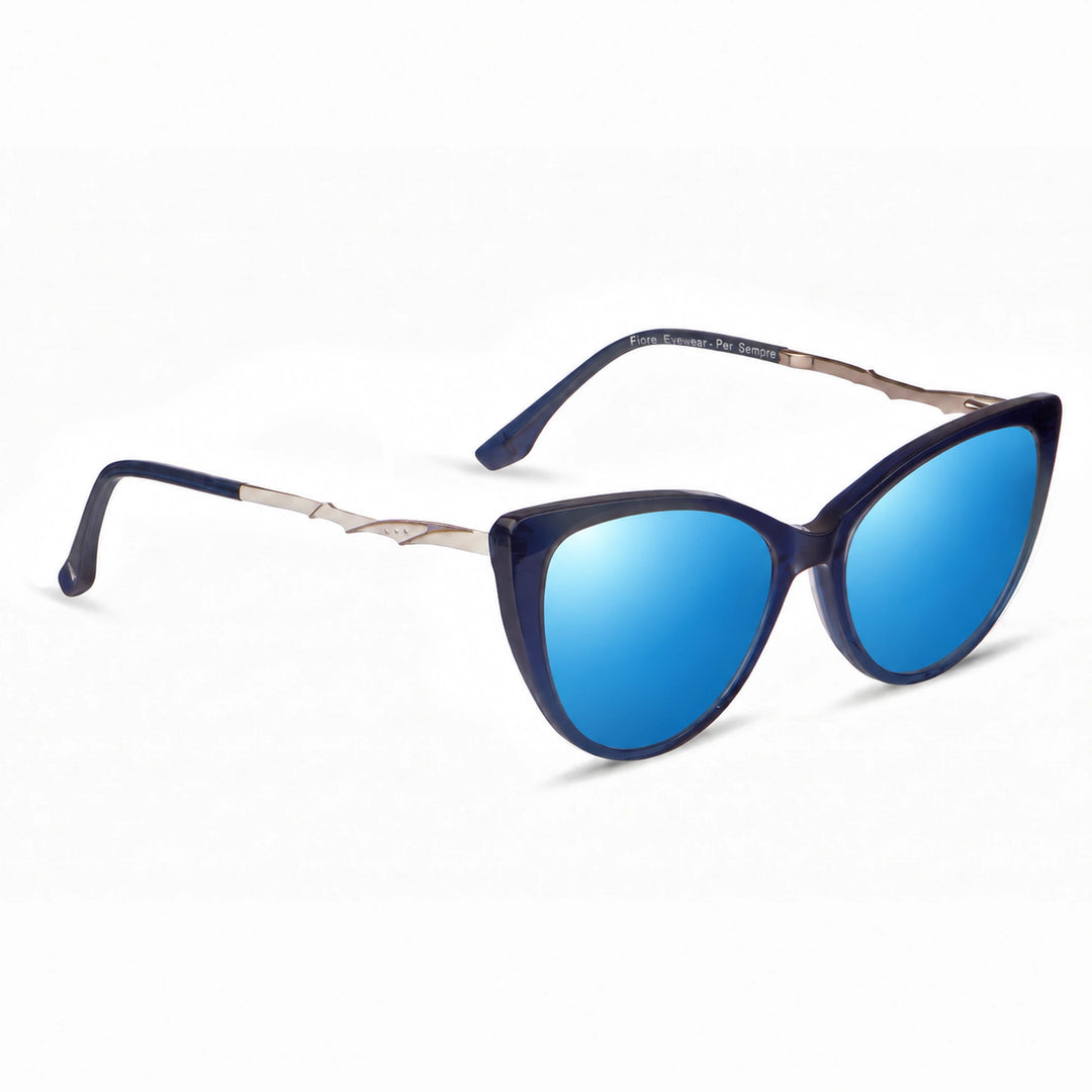 Lentes de sol Fiore 1010 Azul cristal Espejado Azul polarizado vista tres cuartos mujer #color_espejado-azul