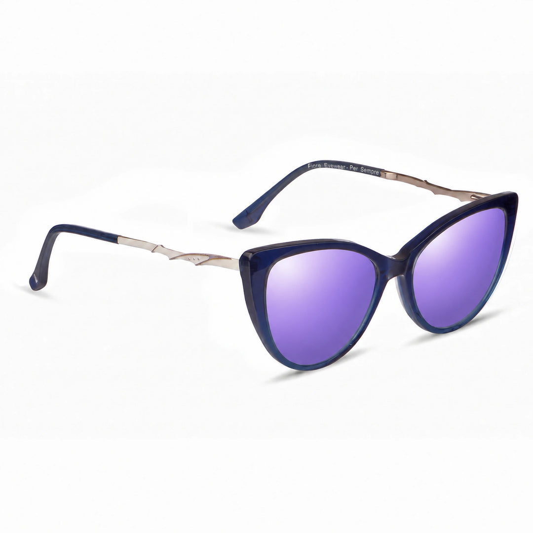Lentes de sol Fiore 1010 Azul cristal Espejado Morado polarizado vista tres cuartos mujer #color_espejado-morado
